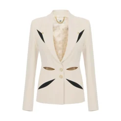 Giacca donna in crêpe leggero con cut-out bicolore