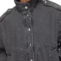 Giacca donna in denim con ricamo dietro