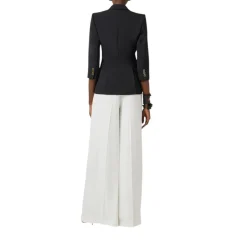 Giacca donna in doppio crêpe stretch con dettagli logo