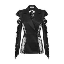 Giacca donna in nappa con frange