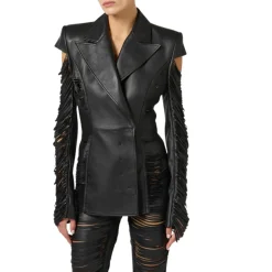 Giacca donna in nappa con frange