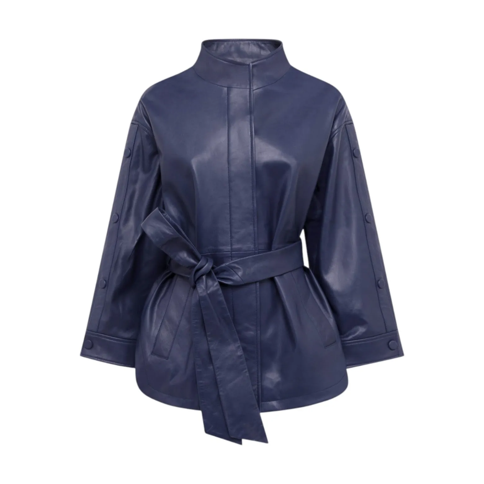 Giacca donna in pelle con cintura