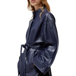 Giacca donna in pelle con cintura