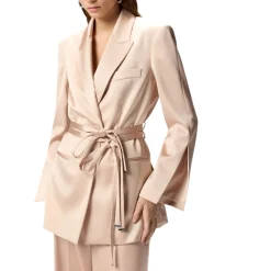 Giacca donna in satin con cintura