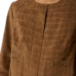 Giacca donna in suede con stampa alligatore