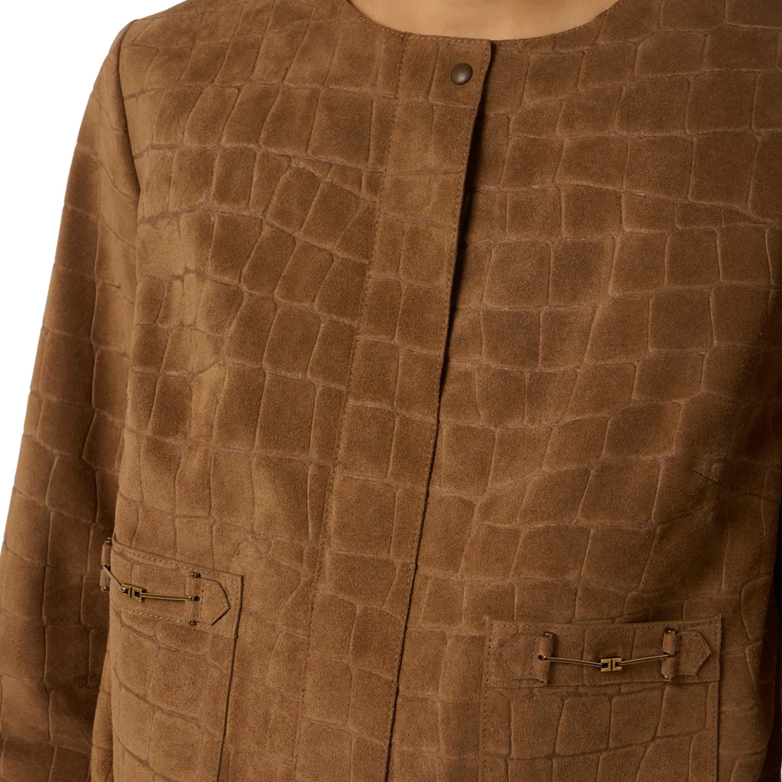 Giacca donna in suede con stampa alligatore