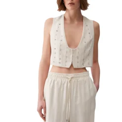 Gilet donna gessato con ricami gioiello
