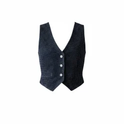 Gilet donna in denim full-strass