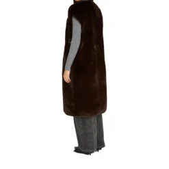 Gilet donna in ecopelliccia con cintura