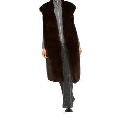 Gilet donna in ecopelliccia con cintura