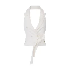 Gilet donna in gabardina con cintura