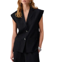 Gilet donna in misto lino