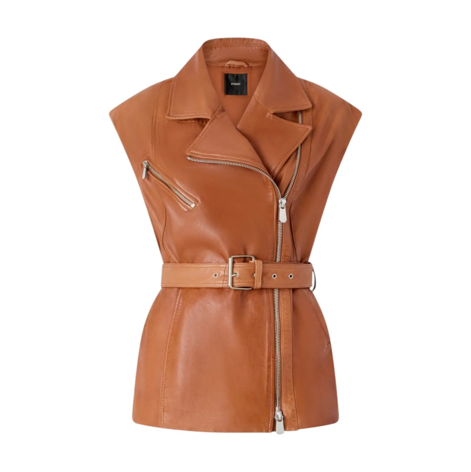 Gilet donna stile biker in pelle