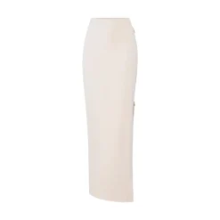 Gonna donna in crêpe leggero con zip gioiello