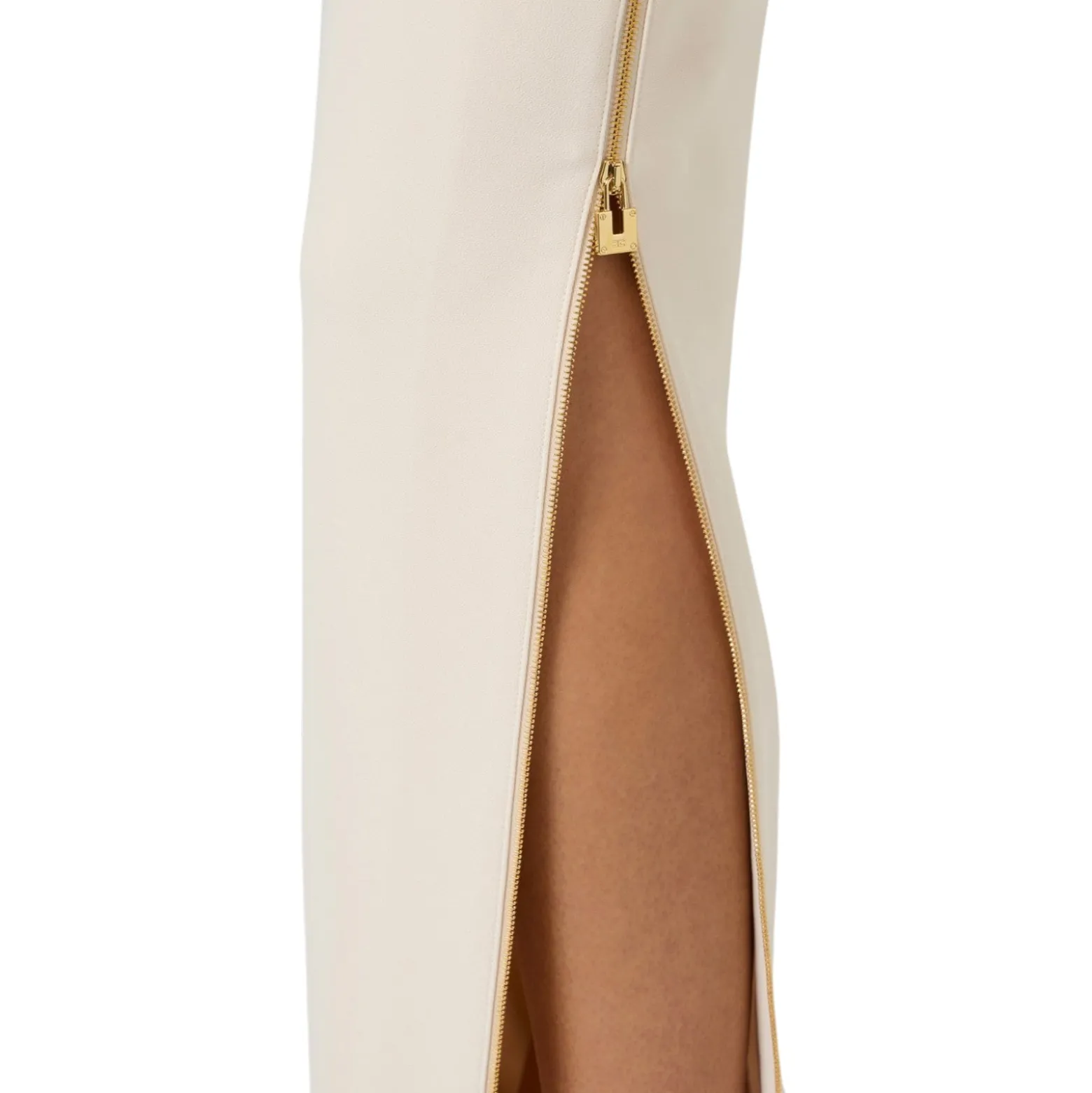 Gonna donna in crêpe leggero con zip gioiello