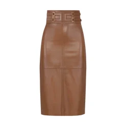 Gonna donna in pelle con logo embossed