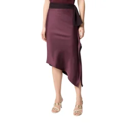 Gonna donna longuette asimmetrica in satin