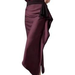 Gonna donna longuette asimmetrica in satin