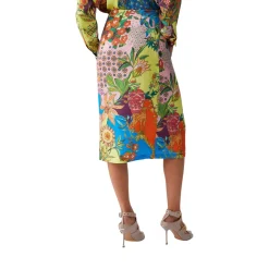 Gonna donna lunga in raso stampato
