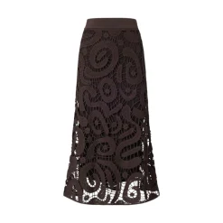 Gonna donna midi in crochet geometrico