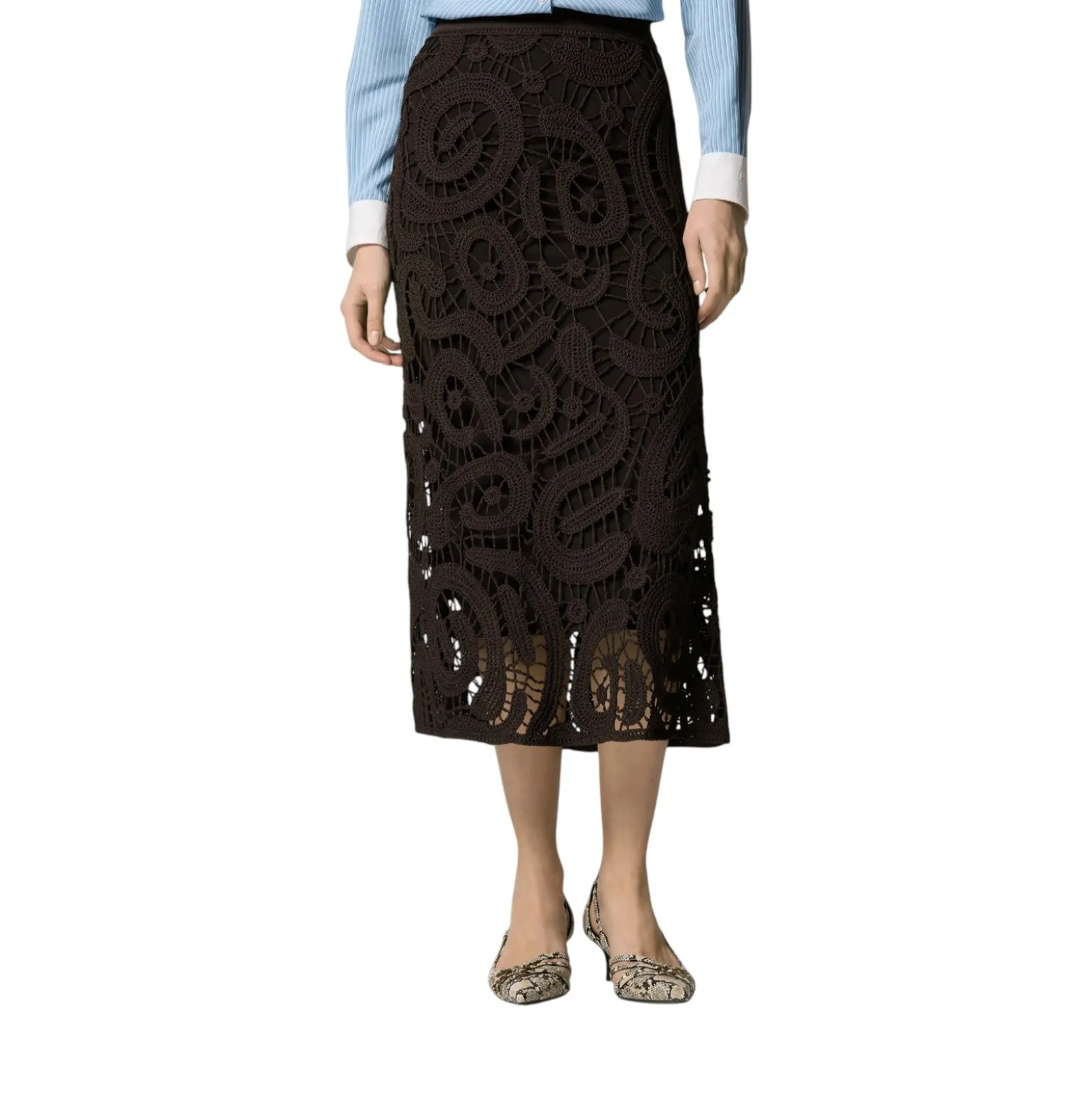 Gonna donna midi in crochet geometrico