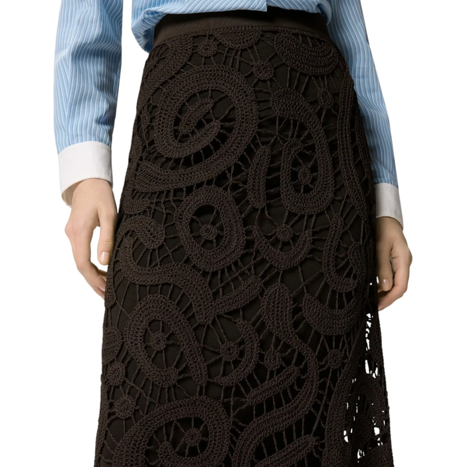 Gonna donna midi in crochet geometrico