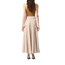 Gonna donna midi in denim con corda gioiello