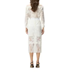 Gonna donna midi in pizzo con spacchetti