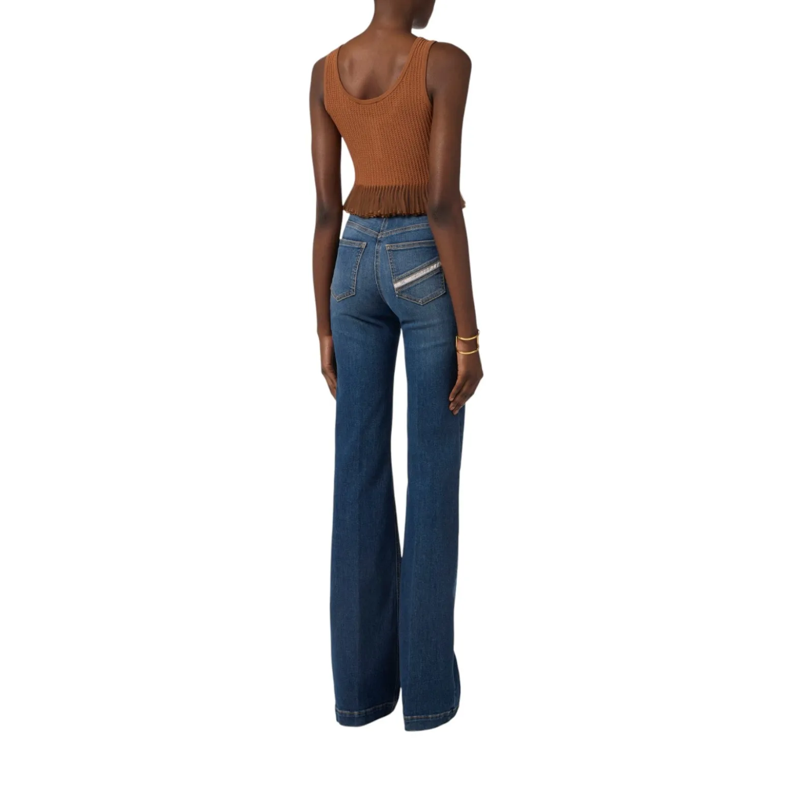 Jeans donna a palazzo con bottoni