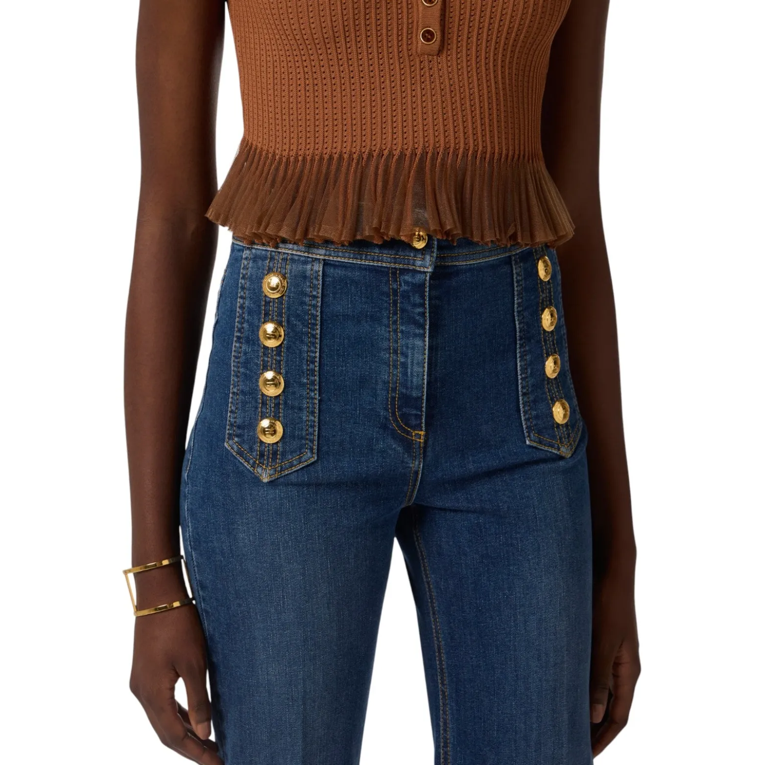 Jeans donna a palazzo con bottoni