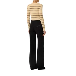 Jeans donna a palazzo con dettaglio logo