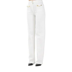 Jeans donna a vita alta avorio