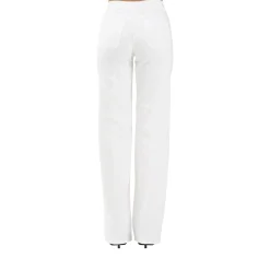 Jeans donna a vita alta avorio
