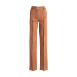 Jeans donna a vita alta cuoio