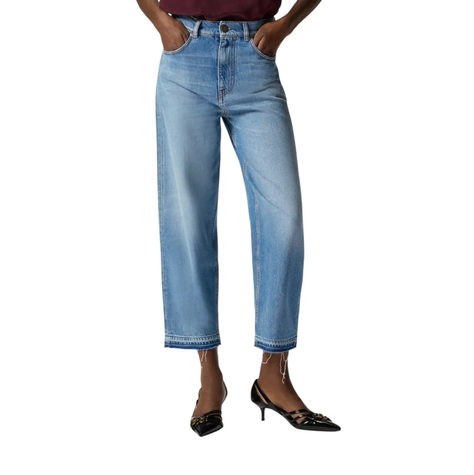 Jeans donna balloon fit con scoloriture