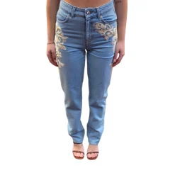 Jeans donna carrot con ricamo Cornely