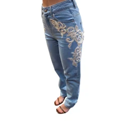 Jeans donna carrot con ricamo Cornely