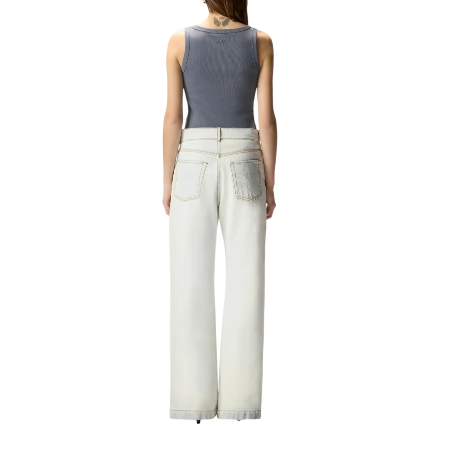 Jeans donna con vita risvoltabile a contrasto