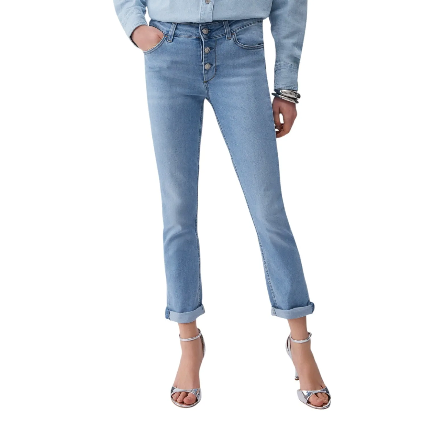 Jeans donna skinny con risvolto