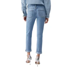 Jeans donna skinny con risvolto