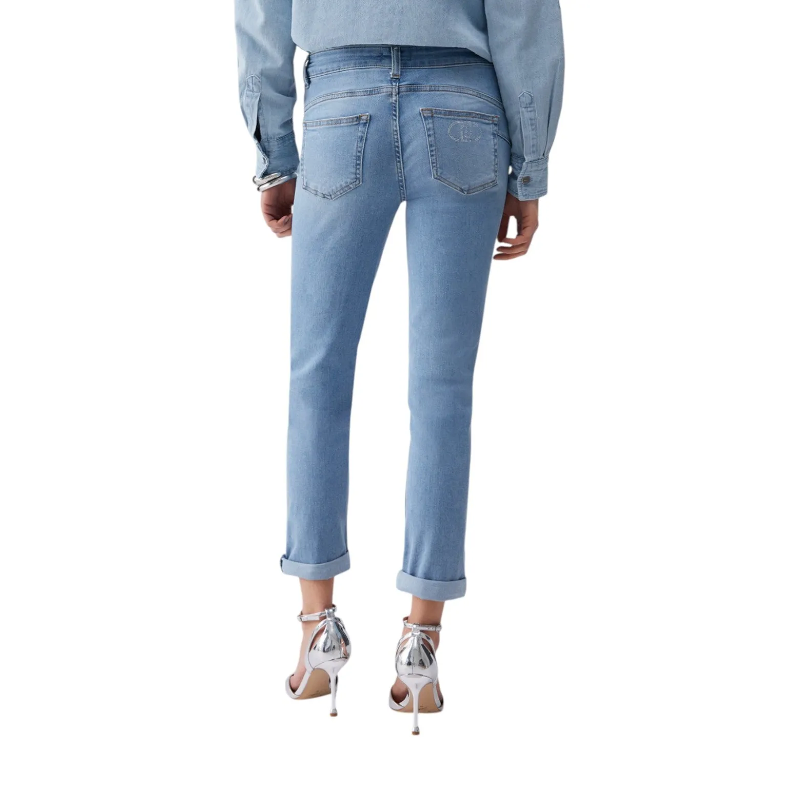 Jeans donna skinny con risvolto