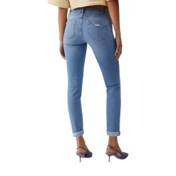 Jeans donna skinny con ricami gioiello