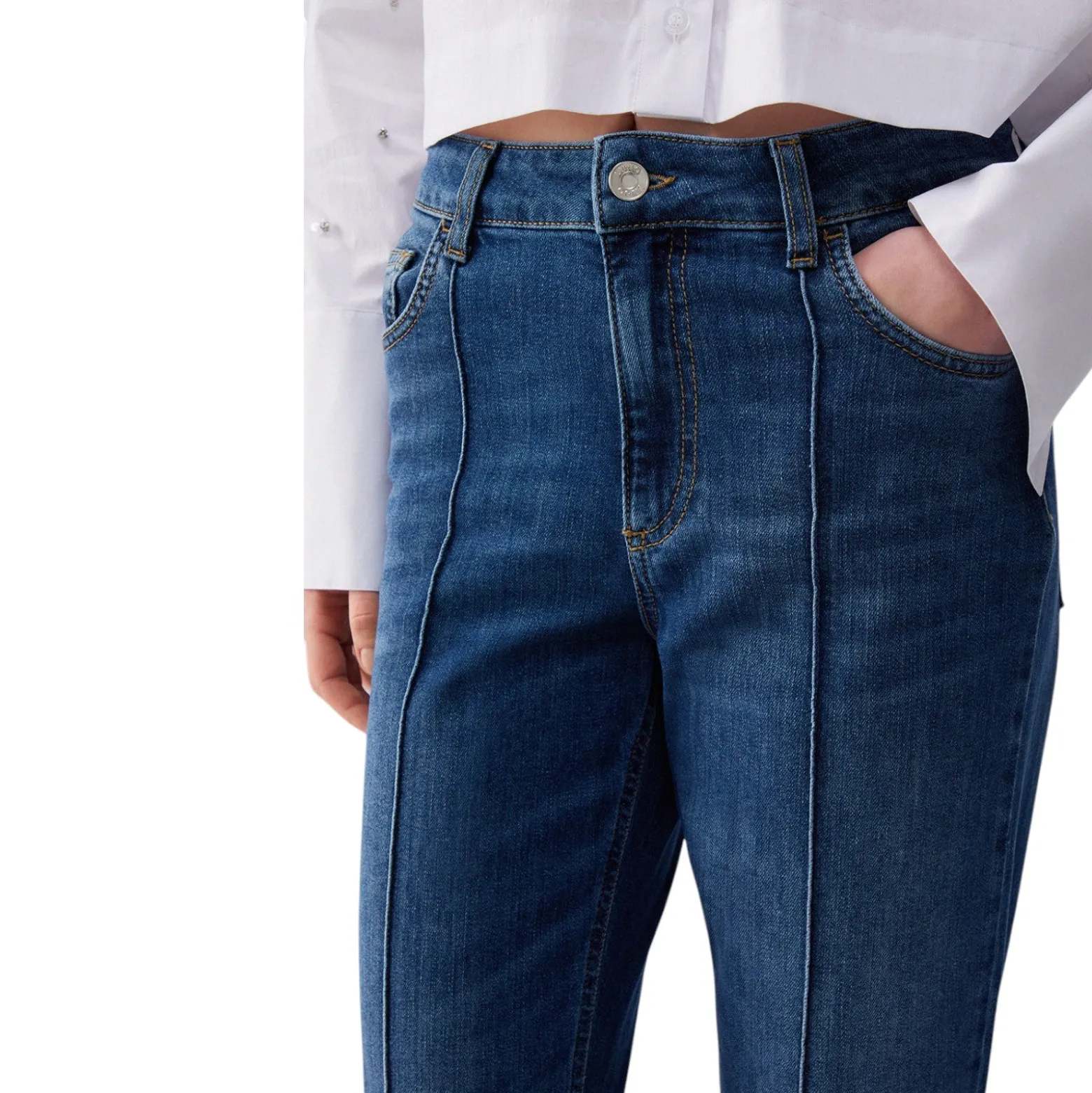 Jeans donna straight a vita alta