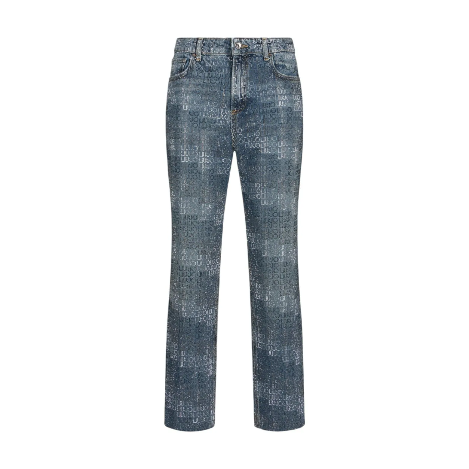 Jeans donna straight con strass
