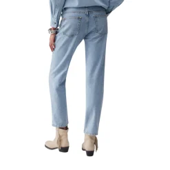 Jeans donna straight con ricami gioiello