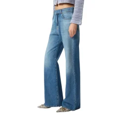 Jeans donna wide leg con scoloriture