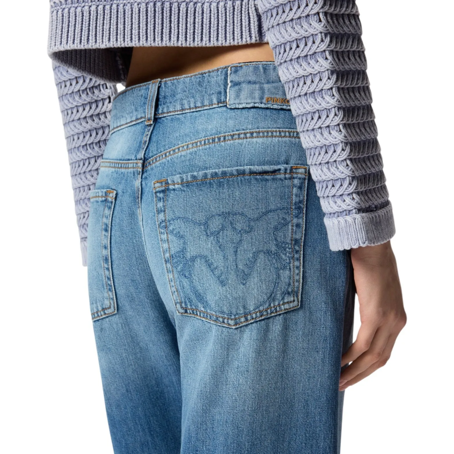 Jeans donna wide leg con scoloriture