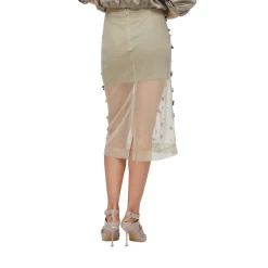 Longuette donna in tulle con ricami floreali