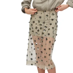 Longuette donna in tulle con ricami floreali