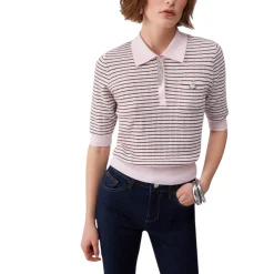 Maglia donna a righe con dettagli gioiello